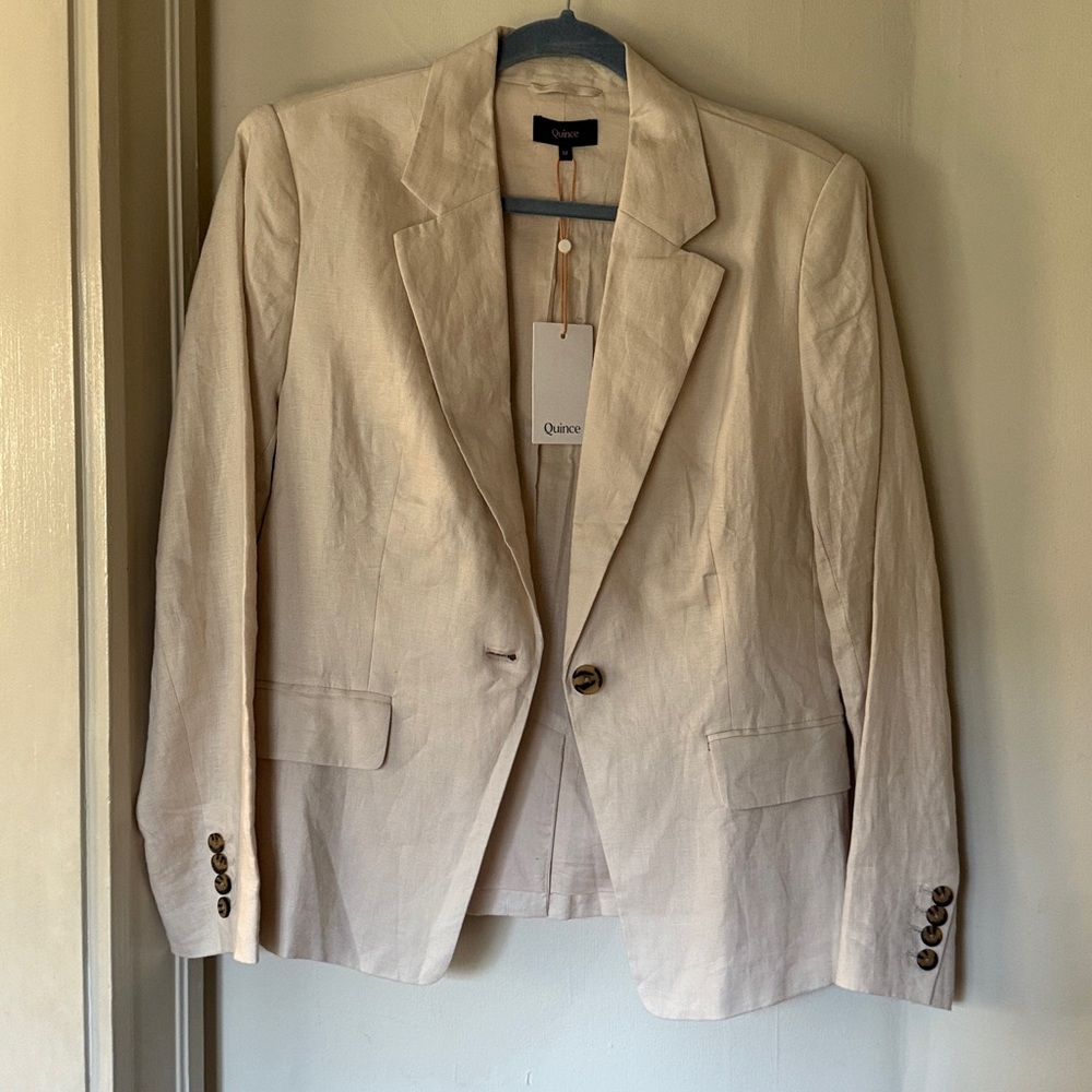 Quince Light Beige Linen Blazer